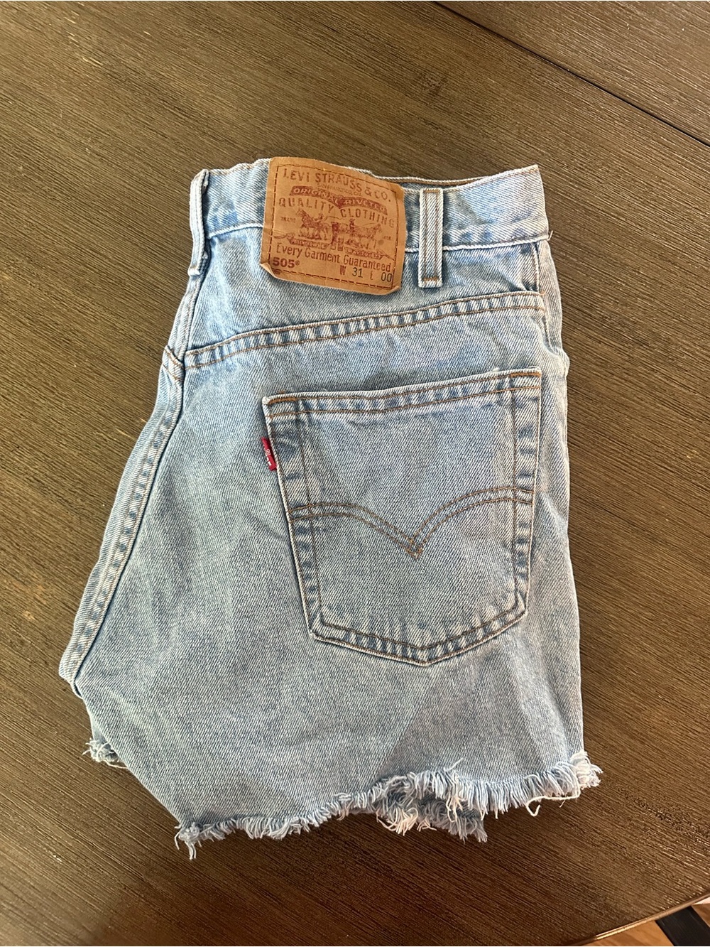 Levi's Light Wash Denim Frayed Hem Shorts